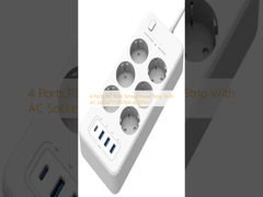 4 Port PD 32W Akıllı Güç Çubuğu AC Soket 250V16A 4000W ile